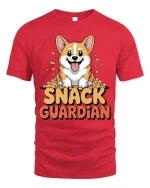 Snack Guardian Corgi Graphic T-Shirt Funny Dog Lover Tee - red t-shirt on white background