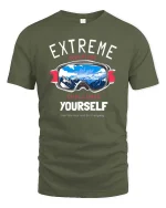 Extreme Adventure Graphic T-Shirt Challenge Yourself Tee - military green t-shirt on white background