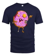 Zombie Donut Graphic T-Shirt Funny Horror Food Creepy Art - navy t-shirt on white background