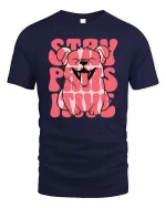 Stay Pawsitive Dog Graphic T-Shirt Cute Funny Puppy Tee - navy t-shirt on white background