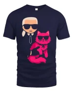 Cool Cat Sunglasses Graphic T-Shirt Funny Fashion Pet Tee - navy t-shirt on white background