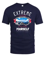 Extreme Adventure Graphic T-Shirt Challenge Yourself Tee - navy t-shirt on white background