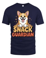 Snack Guardian Corgi Graphic T-Shirt Funny Dog Lover Tee - navy t-shirt on white background
