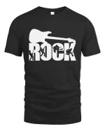 Rock Guitar T-Shirt Music Lover Band Graphic Tee Cool - black t-shirt on white background
