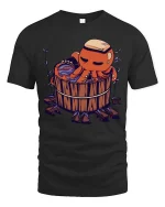 Cute Octopus Spa T-Shirt Funny Relax Bath Graphic Tee - black t-shirt on white background