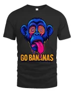 Go Bananas Monkey T-Shirt Funny Neon Graphic Tee Cool - black t-shirt on white background