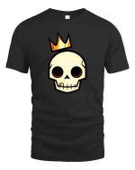 Crowned Skull T-Shirt Minimal Gothic Graphic Tee Cool - black t-shirt on white background