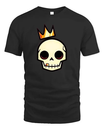 Crowned Skull T-Shirt Minimal Gothic Graphic Tee Cool - black t-shirt on white background