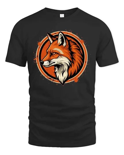 Fox Head T-Shirt Wild Animal Graphic Nature Art Tee - black t-shirt on white background