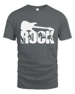 Rock Guitar T-Shirt Music Lover Band Graphic Tee Cool - gray t-shirt on white background
