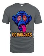 Go Bananas Monkey T-Shirt Funny Neon Graphic Tee Cool - gray t-shirt on white background