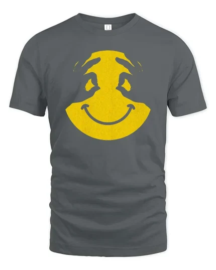 Smiley Face Hands T-Shirt Cool Minimal Graphic Tee Fun - gray t-shirt on white background