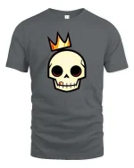 Crowned Skull T-Shirt Minimal Gothic Graphic Tee Cool - gray t-shirt on white background