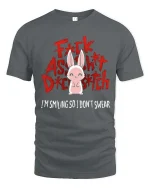 Funny Bunny Attitude T-Shirt Cute Sarcastic Graphic Tee - gray t-shirt on white background