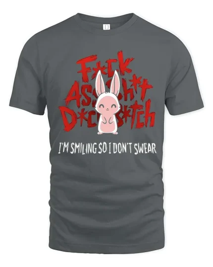 Funny Bunny Attitude T-Shirt Cute Sarcastic Graphic Tee - gray t-shirt on white background