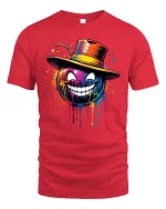 Colorful Grinning Pumpkin T-Shirt Halloween Street Art - red t-shirt on white background