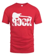 Rock Guitar T-Shirt Music Lover Band Graphic Tee Cool - red t-shirt on white background