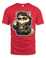 Cool Cat T-Shirt Streetwear Hip Hop Kitten Graphic Tee - red t-shirt on white background