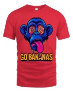Go Bananas Monkey T-Shirt Funny Neon Graphic Tee Cool - red t-shirt on white background
