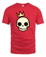 Crowned Skull T-Shirt Minimal Gothic Graphic Tee Cool - red t-shirt on white background