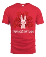 Funny Bunny Attitude T-Shirt Cute Sarcastic Graphic Tee - red t-shirt on white background