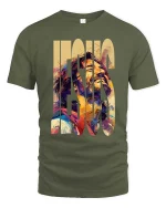 Jesus Art T-Shirt Christian Faith Colorful Graphic Tee - military green t-shirt on white background
