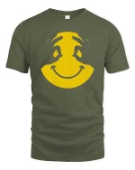 Smiley Face Hands T-Shirt Cool Minimal Graphic Tee Fun - military green t-shirt on white background