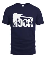 Rock Guitar T-Shirt Music Lover Band Graphic Tee Cool - navy t-shirt on white background