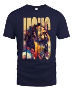 Jesus Art T-Shirt Christian Faith Colorful Graphic Tee - navy t-shirt on white background
