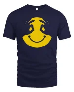 Smiley Face Hands T-Shirt Cool Minimal Graphic Tee Fun - navy t-shirt on white background