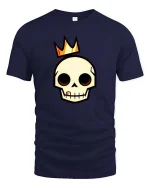 Crowned Skull T-Shirt Minimal Gothic Graphic Tee Cool - navy t-shirt on white background