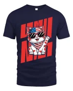 USA Cat T-Shirt Patriotic Funny Kitten Graphic Tee - navy t-shirt on white background