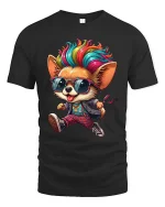 Colorful Chihuahua T-Shirt Cool Dog Streetwear Graphic - black t-shirt on white background
