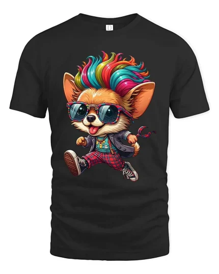 Colorful Chihuahua T-Shirt Cool Dog Streetwear Graphic - black t-shirt on white background