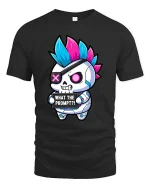 Funny Punk Skull T-Shirt What The Prompt Graphic Tee - black t-shirt on white background