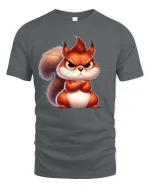 Angry Squirrel T-Shirt Cute Grumpy Animal Graphic Tee - gray t-shirt on white background