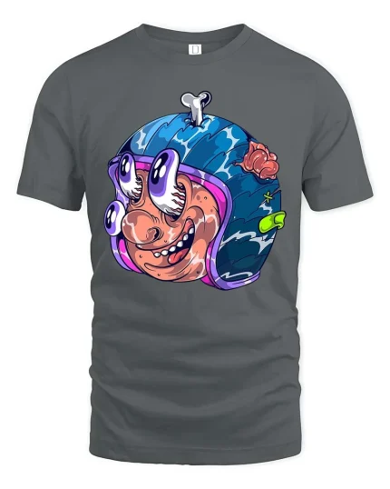 Funny Zombie Head T-Shirt Crazy Cartoon Horror Graphic - gray t-shirt on white background