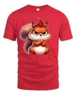 Angry Squirrel T-Shirt Cute Grumpy Animal Graphic Tee - red t-shirt on white background