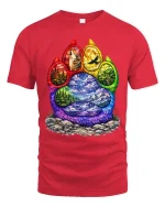 Colorful Wolf Paw T-Shirt Nature Landscape Graphic Tee - red t-shirt on white background