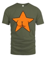 Funny Starfish Butt T-Shirt Cute Ocean Humor Graphic - military green t-shirt on white background