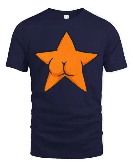 Funny Starfish Butt T-Shirt Cute Ocean Humor Graphic - navy t-shirt on white background