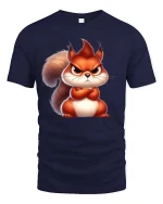 Angry Squirrel T-Shirt Cute Grumpy Animal Graphic Tee - navy t-shirt on white background