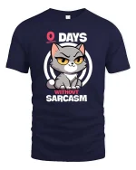 Funny Sarcastic Cat T-Shirt Zero Days Without Sarcasm - navy t-shirt on white background
