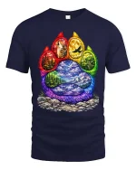 Colorful Wolf Paw T-Shirt Nature Landscape Graphic Tee - navy t-shirt on white background