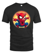 Superhero Pig T-Shirt Funny Comic Animal Graphic Tee - black t-shirt on white background