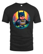 Dark Knight Pig T-Shirt Funny Hero Animal Graphic Tee - black t-shirt on white background