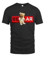 Bear Streetwear T-Shirt Cool Teddy Urban Graphic Tee - black t-shirt on white background