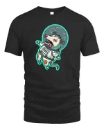 Funny Space Opossum T-Shirt Cute Astronaut Animal Tee - black t-shirt on white background
