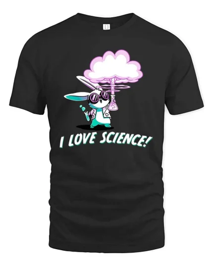 Funny Science Bunny T-Shirt Cute Lab Rabbit Graphic Tee - black t-shirt on white background