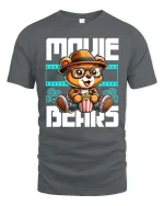 Movie Bears T-Shirt Cute Cinema Lover Graphic Tee - gray t-shirt on white background